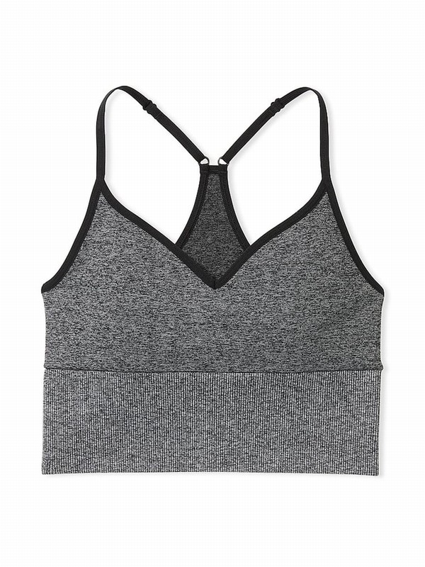 Black Victoria Secret Pure Marl Cropped Low Impact Sports Bra | HNQDY6493