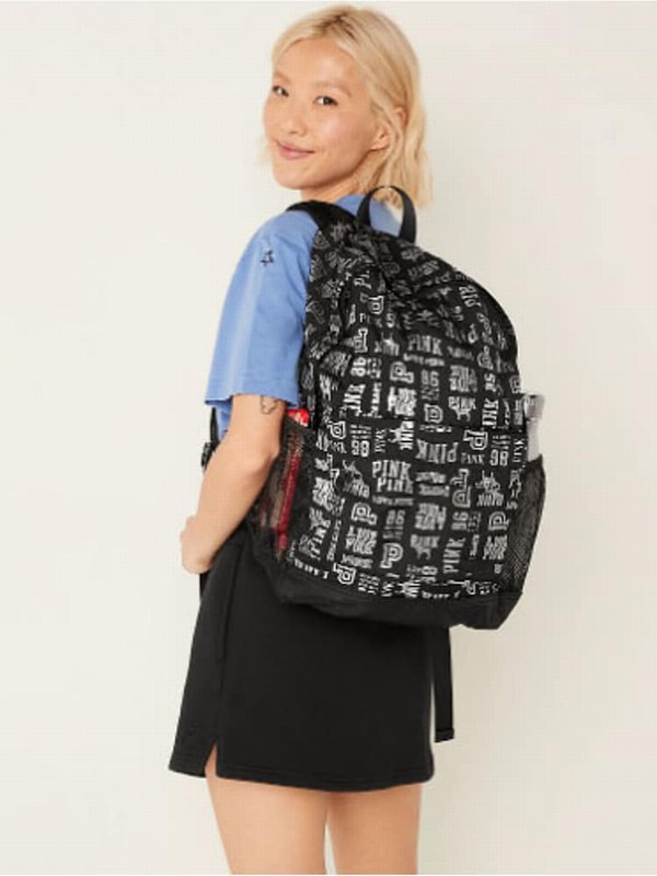 Black Victoria Secret Pure Mixed Logo Classic Backpacks | GDXUC8652