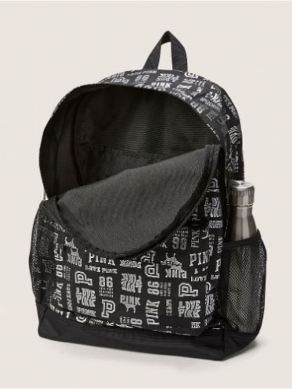Black Victoria Secret Pure Mixed Logo Classic Backpacks | GDXUC8652