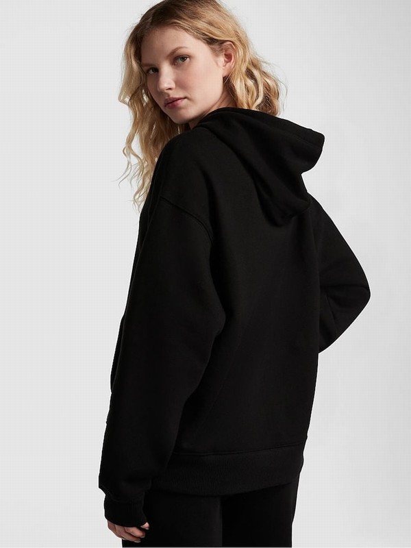 Black Victoria Secret Pure Oversized Premium Fleece Oversized Hoodie | RAOEU9236