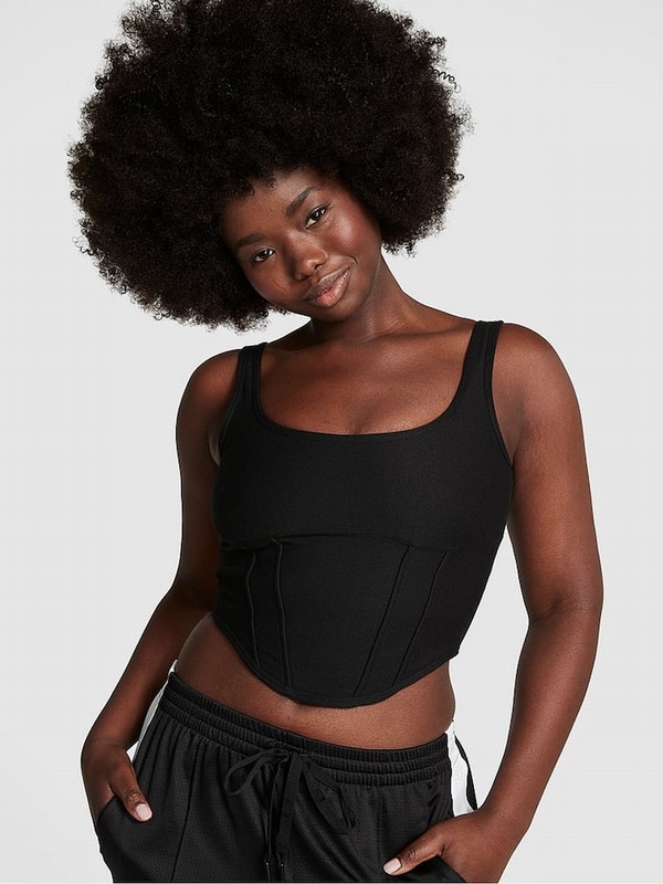 Black Victoria Secret Pure Pique Cinched Top Tops | PIFQN7138