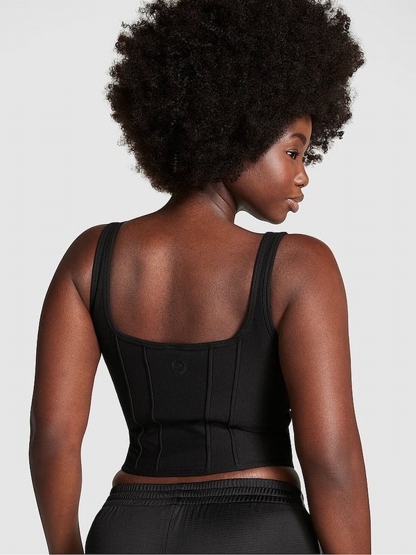 Black Victoria Secret Pure Pique Cinched Top Tops | PIFQN7138