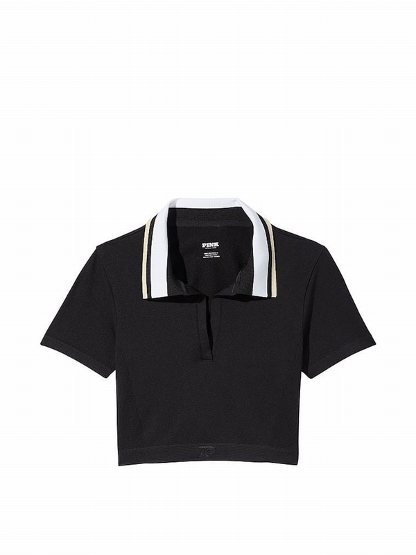Black Victoria Secret Pure Polo T Shirts | CKJOY0413