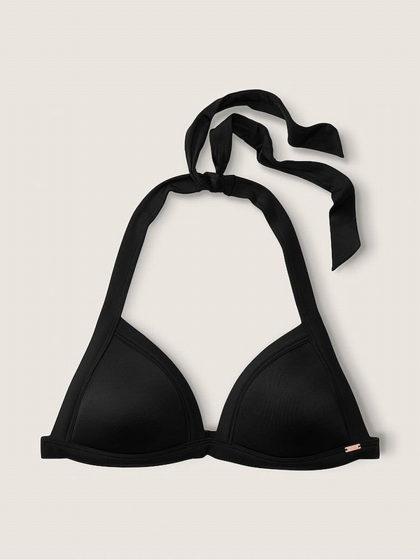 Black Victoria Secret Pure Push Up Triangle Halterneck Bikini Top | ILOBM1638