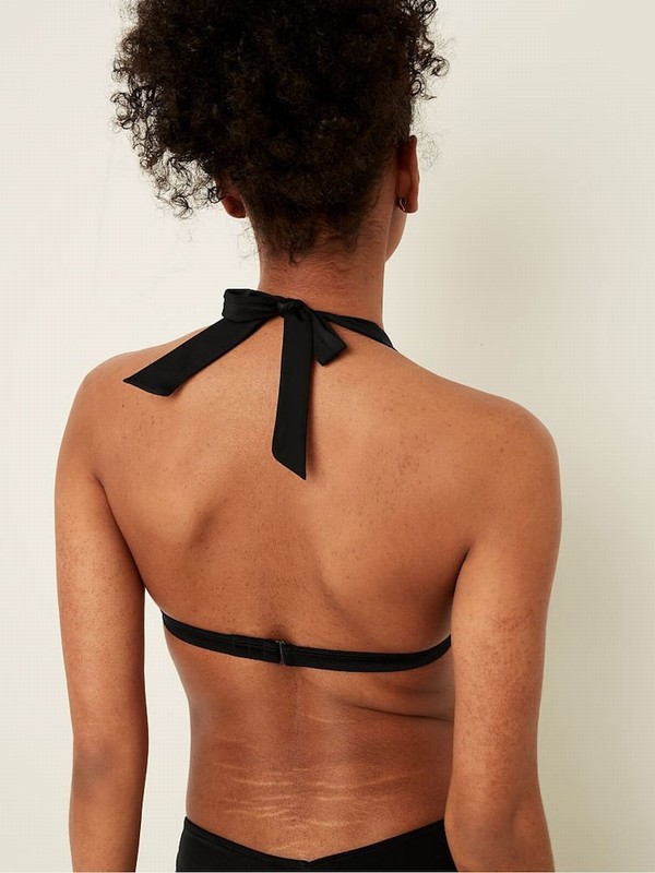 Black Victoria Secret Pure Push Up Triangle Halterneck Bikini Top | ILOBM1638