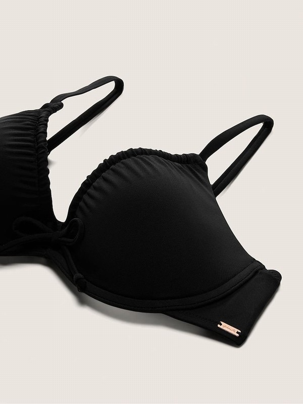 Black Victoria Secret Pure Ruched Push Up Bikini Top | VEDUN8537