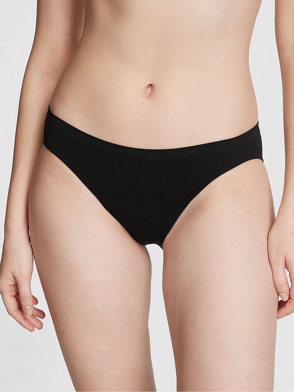 Black Victoria Secret Pure Seamless Bikini Underwear | ZXWSA6923
