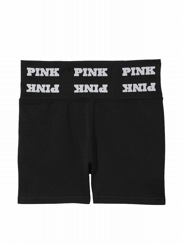 Black Victoria Secret Pure Seamless Logo Shorts | BYFPW5087