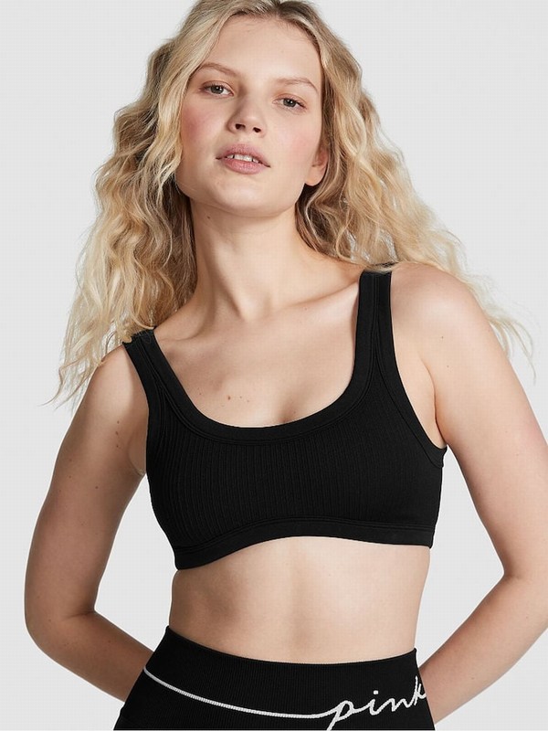 Black Victoria Secret Pure Seamless Low Impact Sports Bra | VPWSB5637