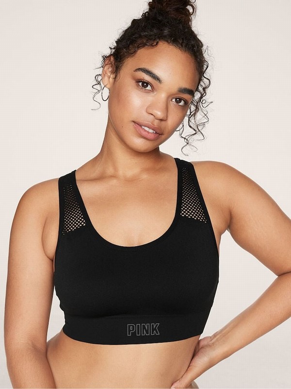 Black Victoria Secret Pure Seamless Low Impact Racerback Bras | BDOCX0196