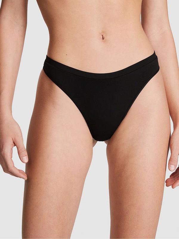Black Victoria Secret Pure Seamless Thong Underwear | YDNSR4083