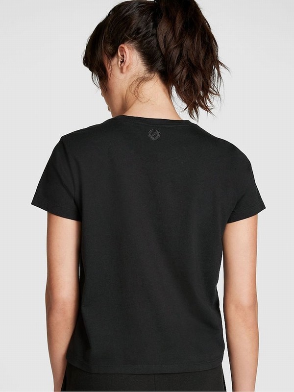 Black Victoria Secret Pure Sleeve Dreamer T Shirts | EMTOI1789
