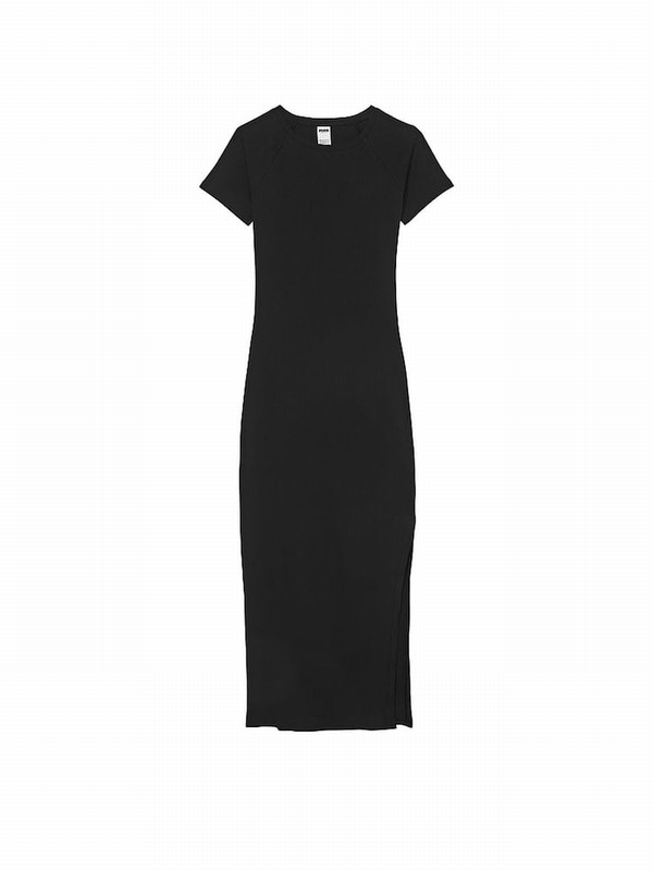 Black Victoria Secret Pure Sleeve Midi Dress | PJSYF9574