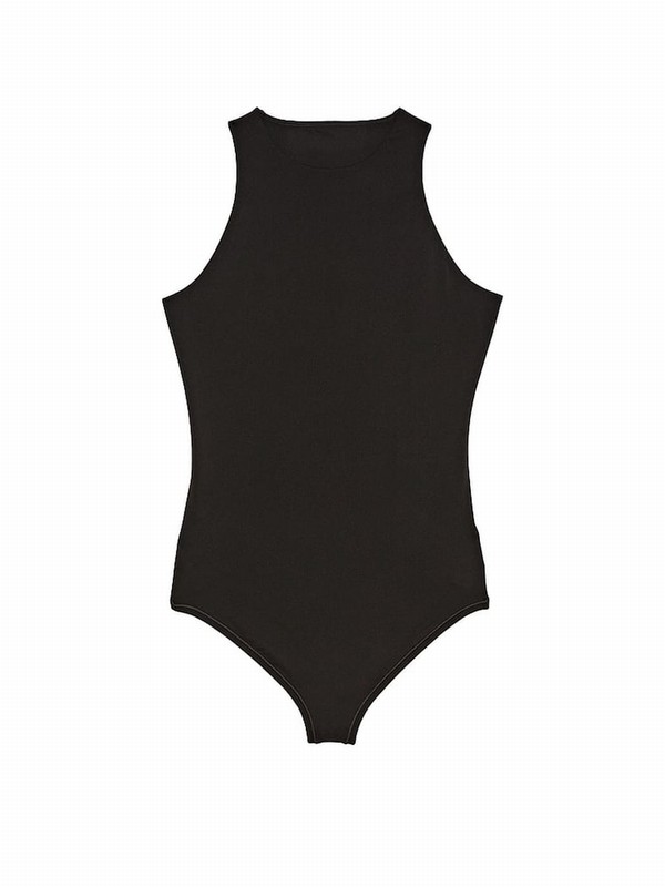 Black Victoria Secret Pure Soft Stretch Tank Bodysuit Lingerie | LUSFR1975