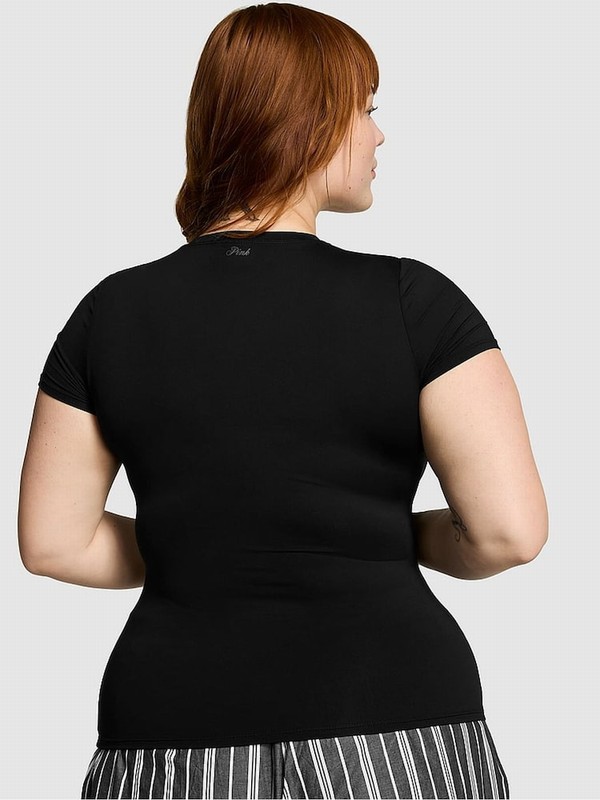 Black Victoria Secret Pure Soft Stretch T Shirts | SGDXE2570