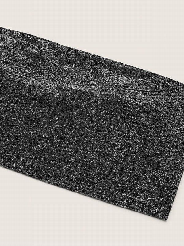 Black Victoria Secret Pure Strapless Shimmer Bikini Top | ZKNIS3674