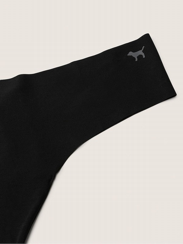 Black Victoria Secret Pure Thong Smooth No Show Underwear | PCFLU1584