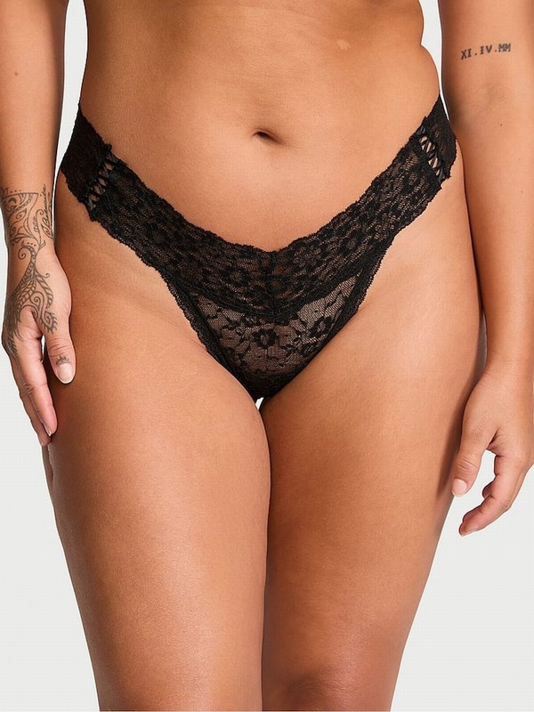 Black Victoria Secret Pure Thong Underwear | GVQXN3974