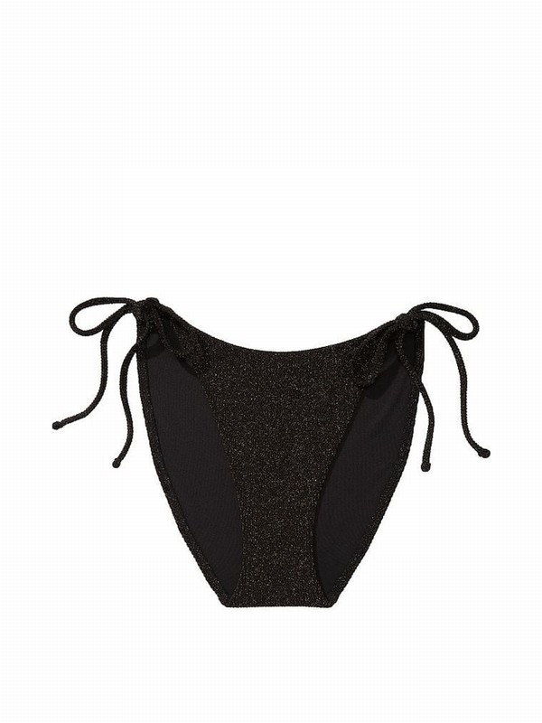 Black Victoria Secret Pure Tie Side Bikini Bottom | WNKJT4178