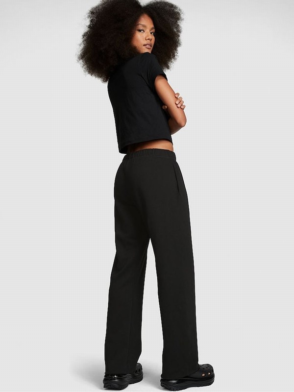 Black Victoria Secret Pure Wide Leg Joggers | PKGRS2539