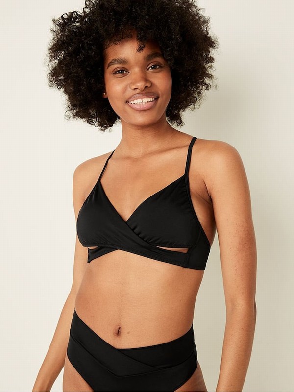 Black Victoria Secret Pure Wrap Bikini Top | FUQOA0439
