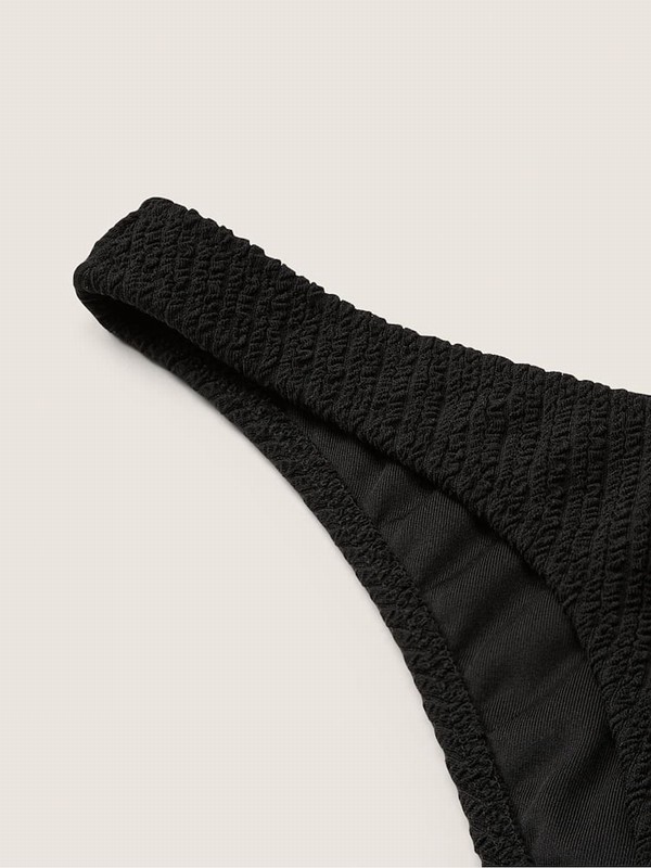 Black Victoria Secret Purezilian Crinkle Bikini Bottom | REUCT8697