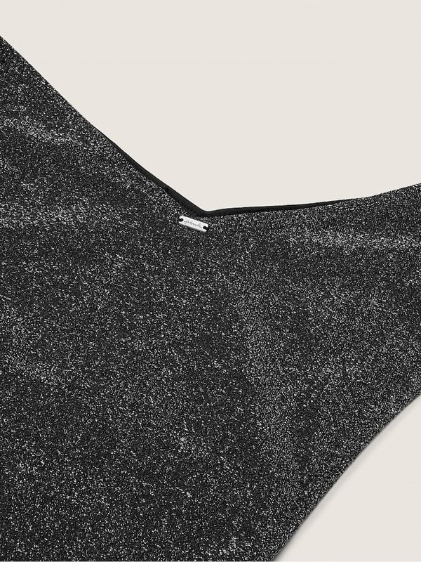 Black Victoria Secret Purezilian Shimmer High Waist Cheeky Bikini Bottom | HUIMB6394