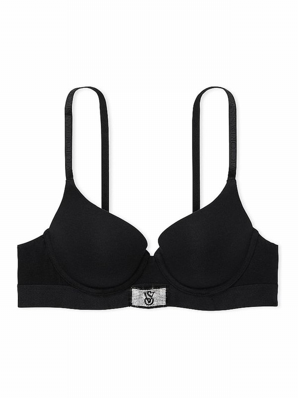 Black Victoria Secret Push Up Shine Patch Bras | PLUSZ0134