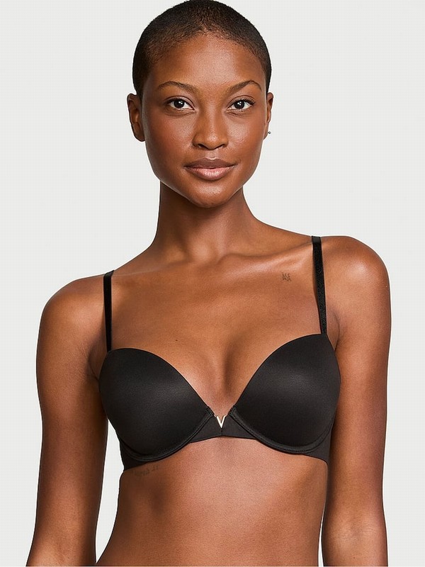 Black Victoria Secret Push Up Smooth Bras | ROKPF3569
