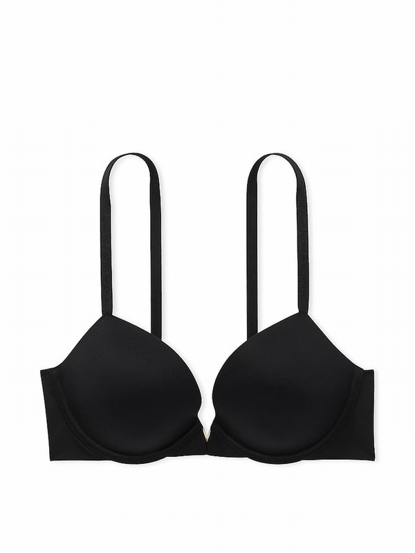 Black Victoria Secret Push Up Smooth Bras | ROKPF3569
