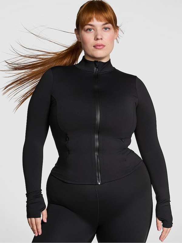 Black Victoria Secret Relay Sports Full Zip Jackets | XZOQB2691