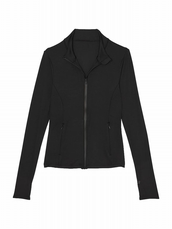 Black Victoria Secret Relay Sports Full Zip Jackets | XZOQB2691
