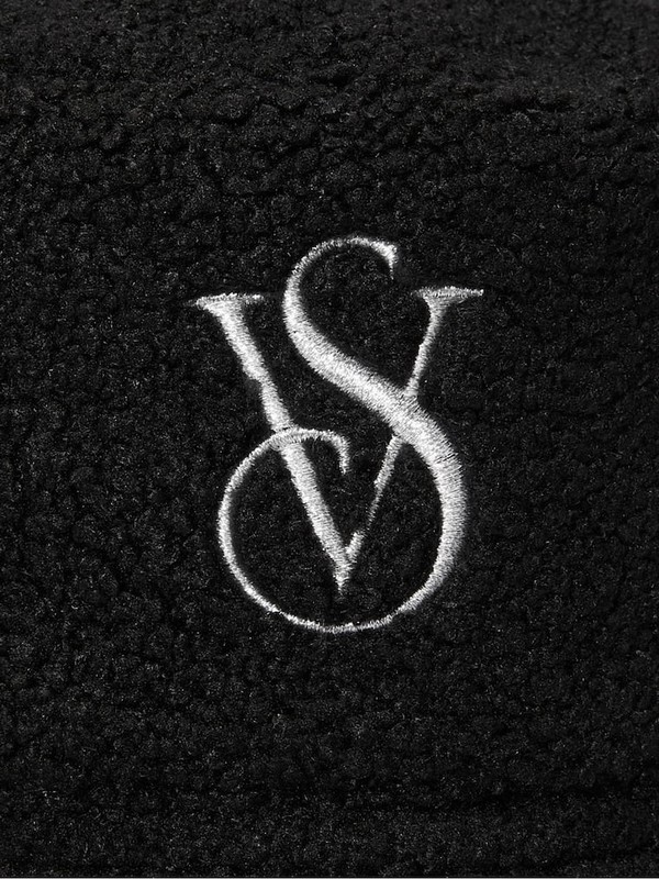 Black Victoria Secret Reversible Teddy Bucket Hats | FKPAC0814