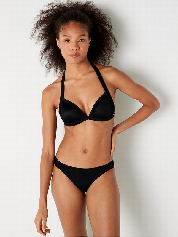 Black Victoria Secret Ruched Fronts Bikini Bottom | UBOAC1906