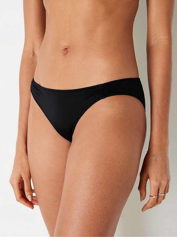 Black Victoria Secret Ruched Fronts Bikini Bottom | UBOAC1906