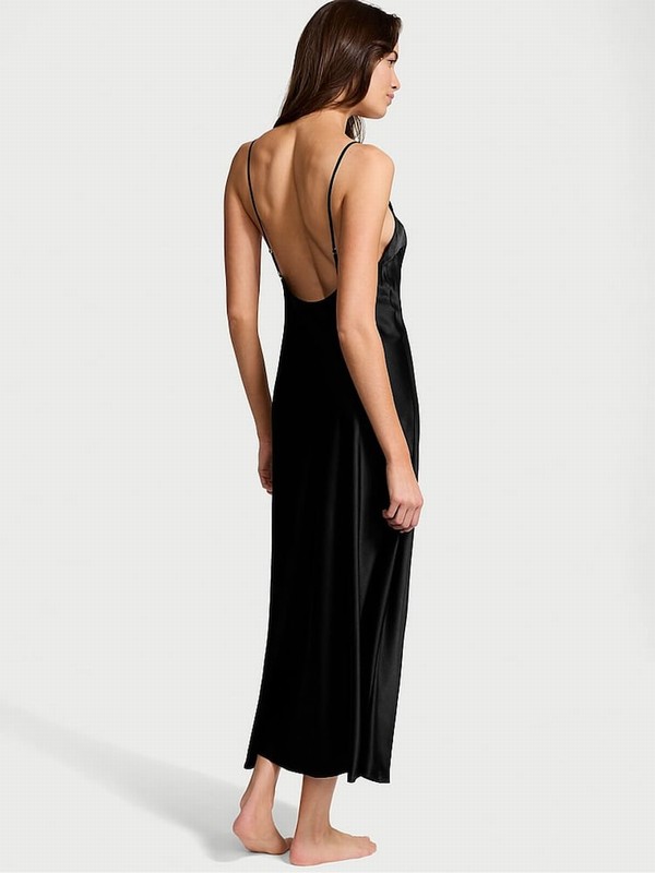 Black Victoria Secret Satin Maxi Slip Nightwear | THVQI2431