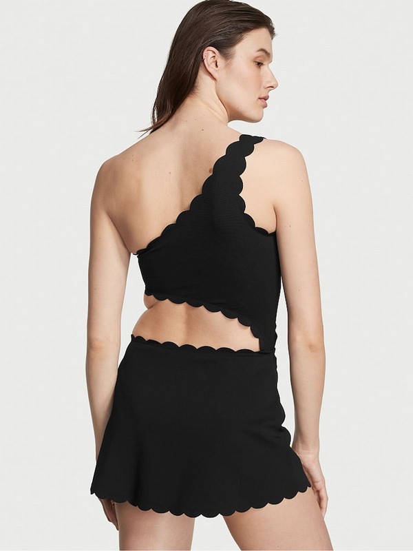 Black Victoria Secret Scallop Swimsuits | YOSXV9150