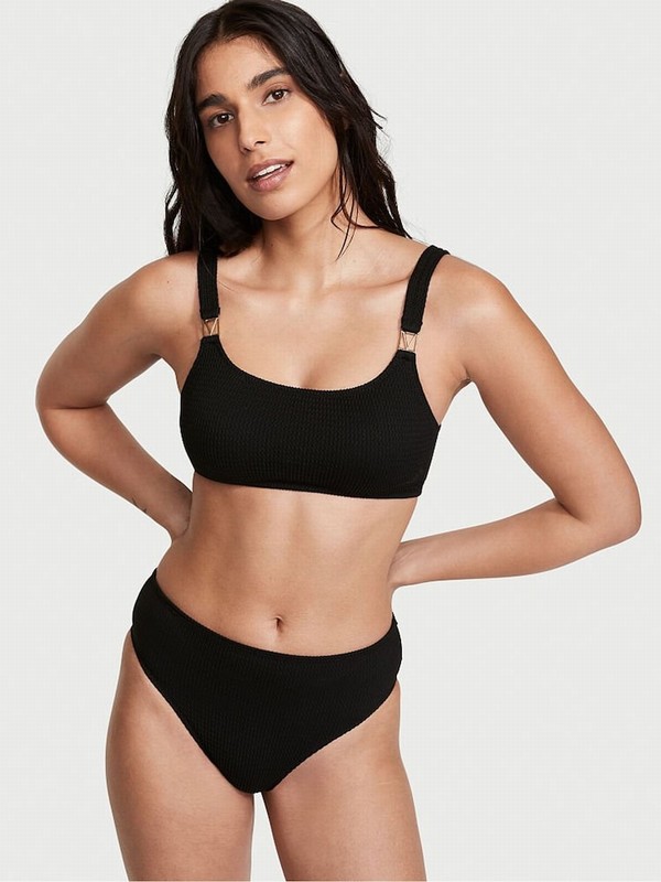Black Victoria Secret Sccop Bikini Top | TYWFV3594