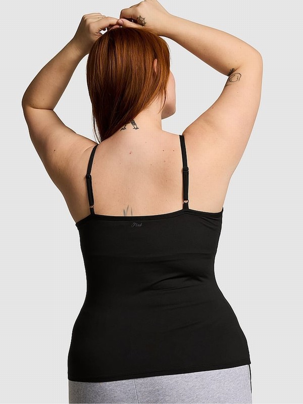 Black Victoria Secret Scoop Neck Soft Stretch Cami Top Tops | QRFTY8093