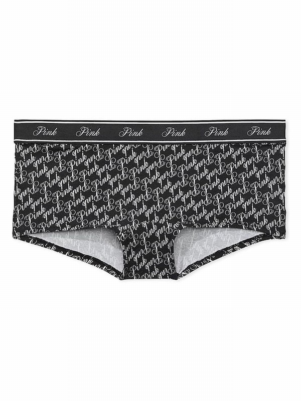 Black Victoria Secret Script Cotton Logo Underwear | CFNAR5671