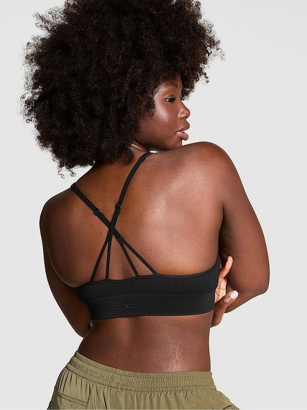 Black Victoria Secret Seamless Cable Knit Bras | QFUJD1625