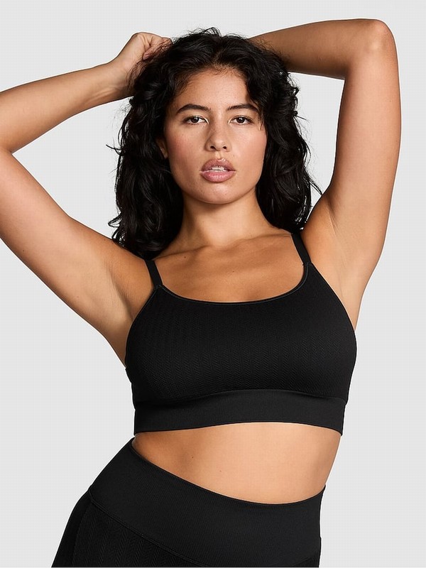 Black Victoria Secret Seamless Cable Knit Bras | PGCIU2158