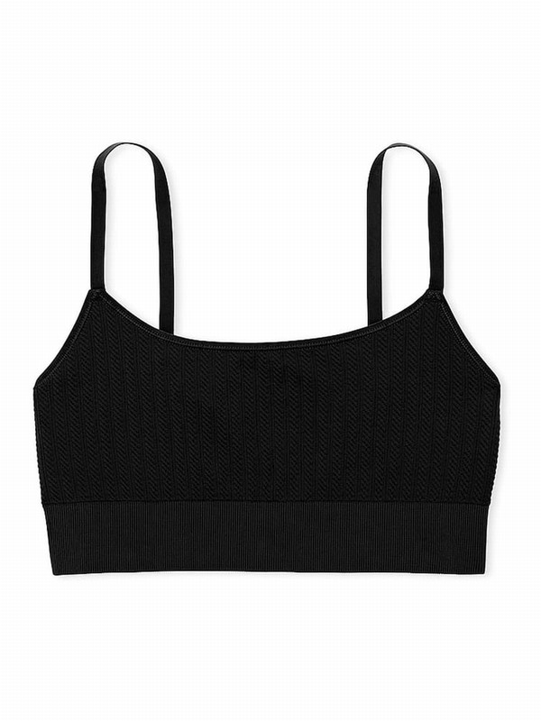 Black Victoria Secret Seamless Cable Knit Sports Bra | OMEYL0312