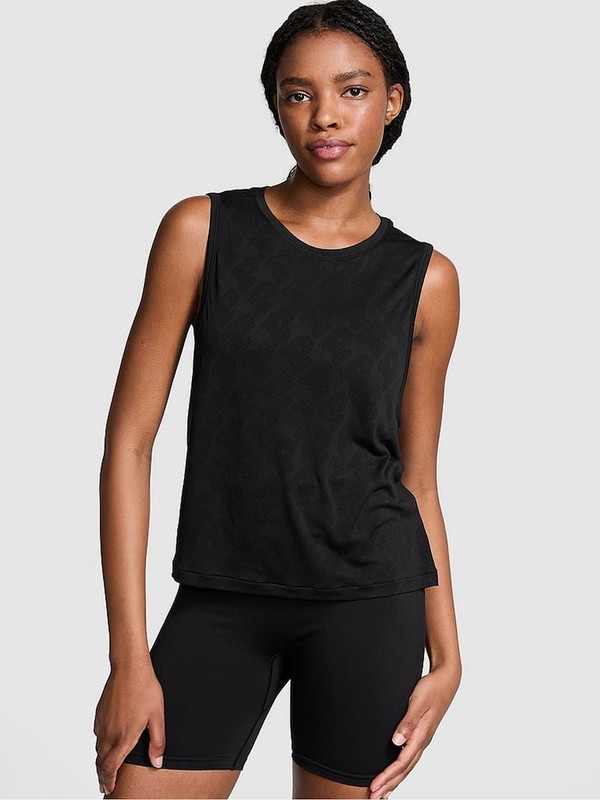 Black Victoria Secret Seamless Drapey Muscle Tops | XIGJF4730