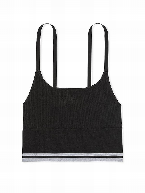 Black Victoria Secret Seamless Longline Scoop Top Bras | KBNZA9632