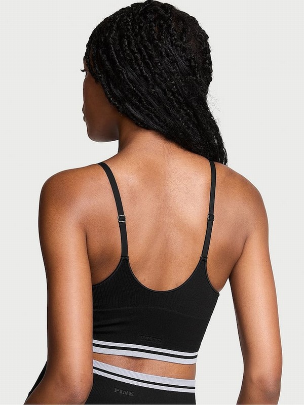 Black Victoria Secret Seamless Longline Scoop Top Bras | KBNZA9632