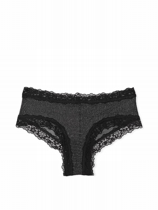 Black Victoria Secret Sequins Cheeky Mesh Underwear | IAKWT5063