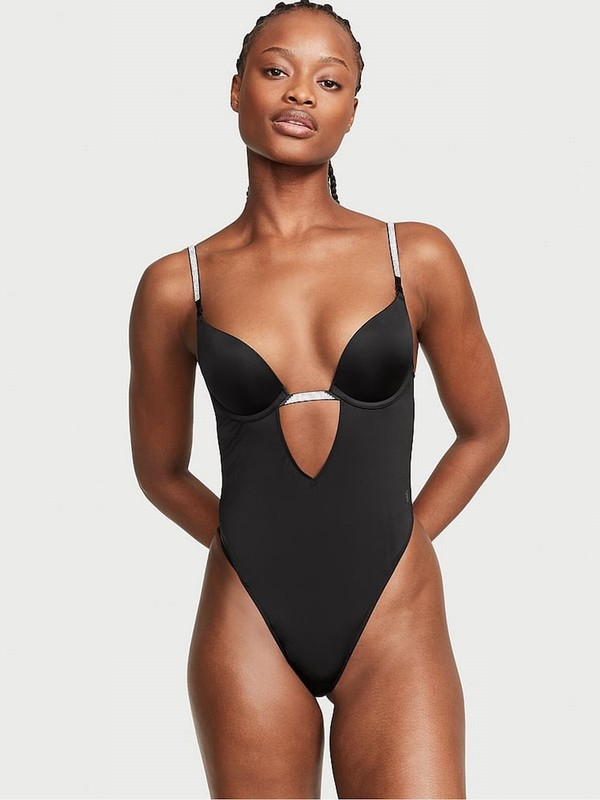 Black Victoria Secret Shaping Gala Bodysuit Lingerie | XSVGH1728