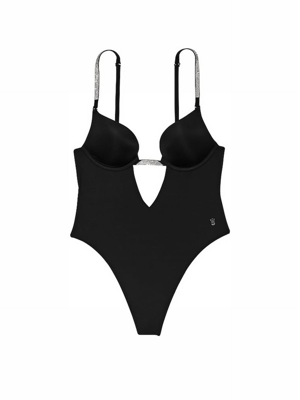 Black Victoria Secret Shaping Gala Bodysuit Lingerie | XSVGH1728