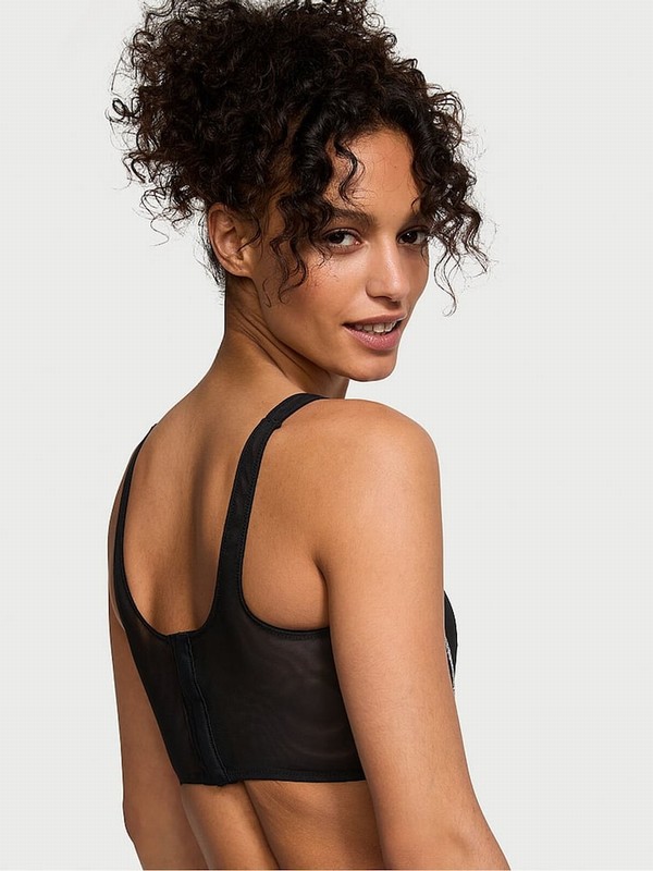 Black Victoria Secret Sheer Shine Corset Top Lingerie | VDYHW0637